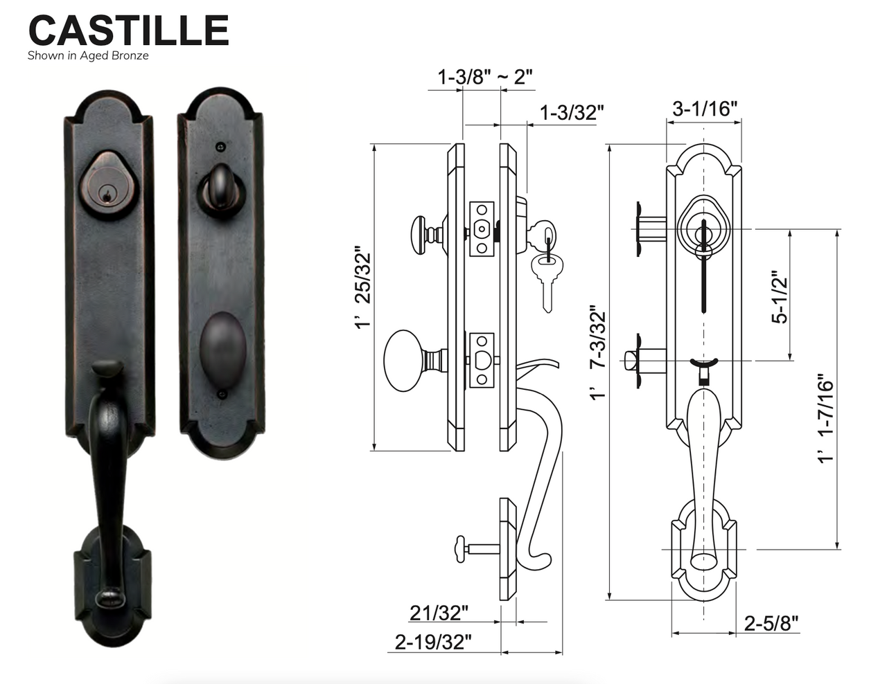 Castille Sandcast Dummy Handleset - Delaney Hardware