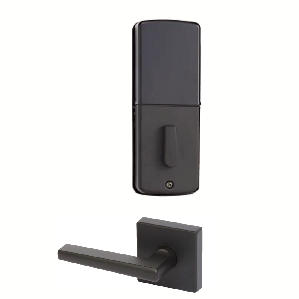 Avino Handleset with KP300 Deadbolt, Black (US19) - Delaney Hardware