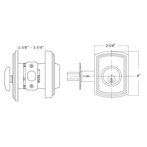 Single Cylinder Deadbolt Square, Black (US19)