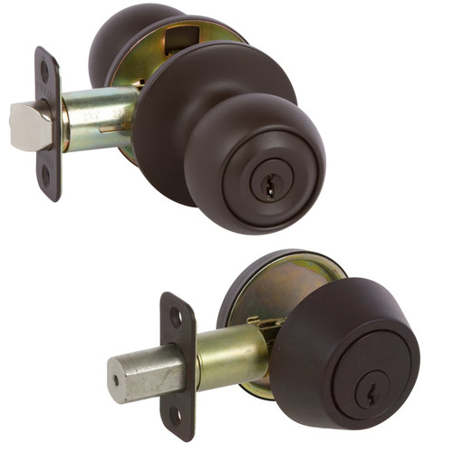 Fairfield Entry Knobset with Deadbolt Combo, Oil-Rubbed Bronze (US10B)
