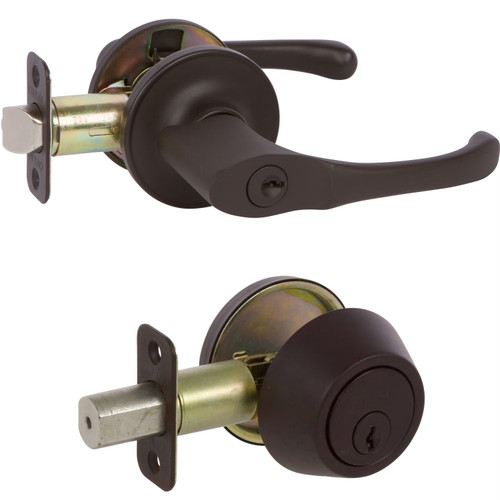 Newport Entry Leverset with Deadbolt Combo, Oil Rubbed Bronze (US10B)