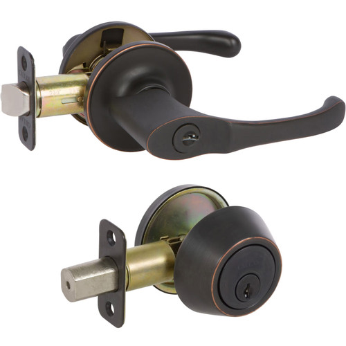 Newport Entry Leverset with Deadbolt Combo, Oil-Rubbed Bronze Edged (US10BE)