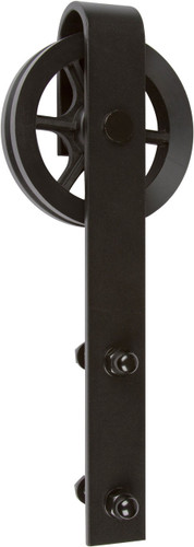 5000 Series Wagon Wheel Sliding Barn Door Split Track Hardware Kit (8-Foot Door), Black (US19)