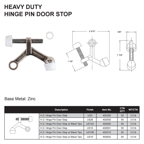 NAIERDI 2 Pack Adjustable Heavy Duty Hinge Pin Door Stop Oil