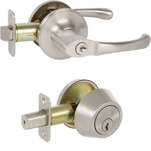 Bennett Entry Leverset with Deadbolt Combo, Satin Nickel (US15
