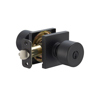 Brookhaven Entry Knobset Square Trim, Black (US19) - Delaney Hardware