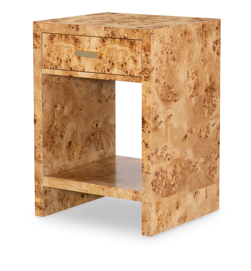 Norris Small Burl Bedside Table - Unfinished