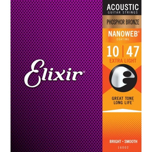 Elixir Phosphor Bronze Nanoweb Extra Light 10-47 Acoustic Guitar Strings