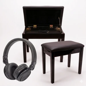 Standard Piano Bench and Headphones Bundle
