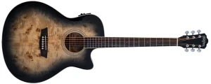 Washburn DFBACEB Deep Forest Burl Grand Auditorium Acoustic Electric Guitar -  Black Fade
