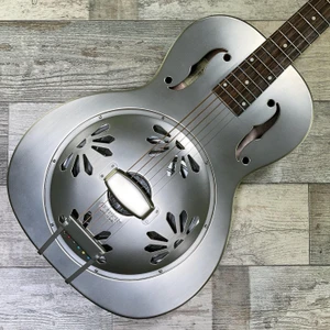 Preowned Gretsch G9201 Honey Dipper - Brass-Body Resonator in Weathered "Pump House Roof"