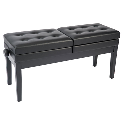 Kinsman Double Adjustable Piano Bench with Storage ~ Satin Black