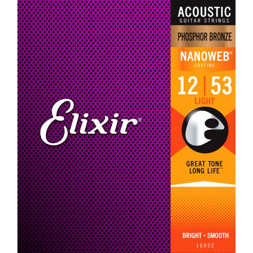 Elixir Phosphor Bronze Nanoweb Custom Light 12-53 Acoustic Guitar Strings