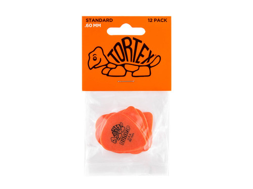 JIM DUNLOP ORANGE TORTEX STANDARD PICK .60MM PLAYER PACK - X12 PLECTRUMS