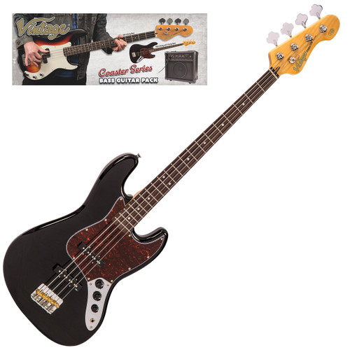 Vintage V40 Coaster Series Bass Guitar Pack Boulevard Black