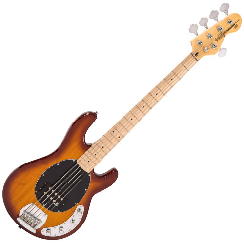 Vintage V96 ReIssued 5-String Active Bass ~ Flamed Tobacco Sunburst