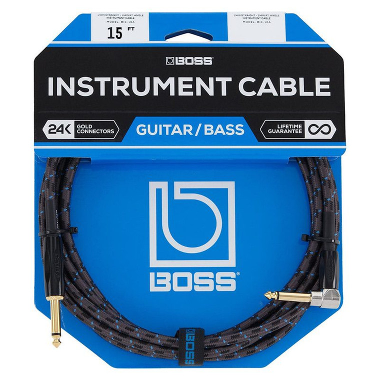 Boss BIC-15A - 15ft/4.5m Guitar Instrument Cable - Straight/ Angle