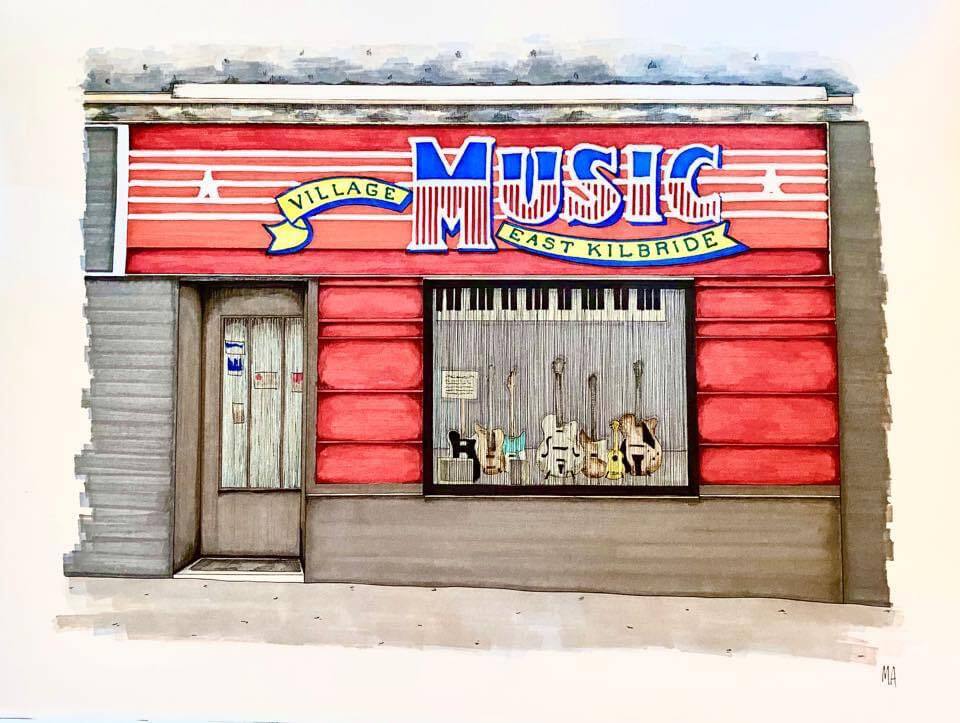 Village Music music shop on Main Street in East Kilbride