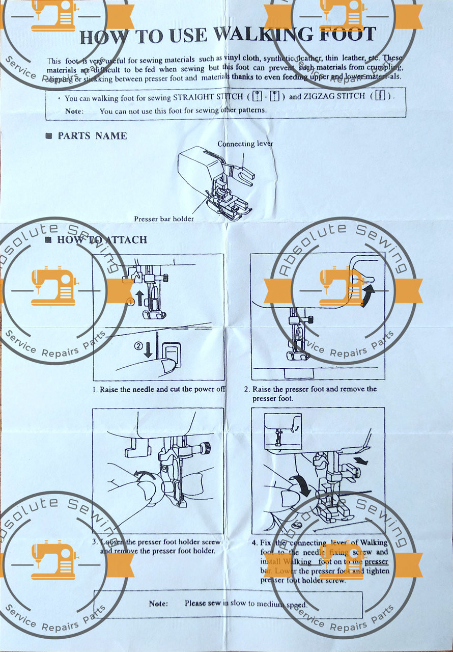 Even Feed Walking Foot with Quilting Guide used for Husqvarna Viking instructions