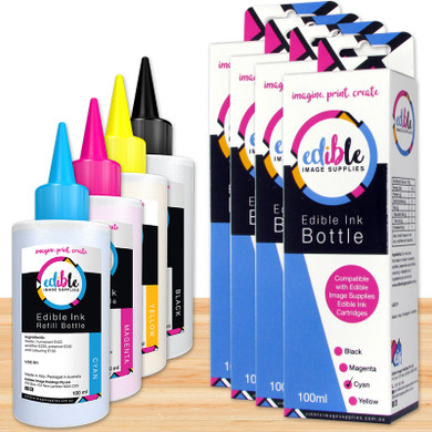 EIS 100ml 4 Set Edible Ink Refill Bottles (C,Y,M,K) for Canon