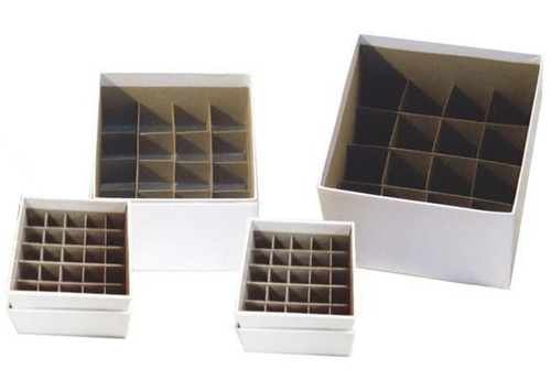 Standard 3" high Laboratory Freezer Box, 5.25" x 5.25", white paperboard