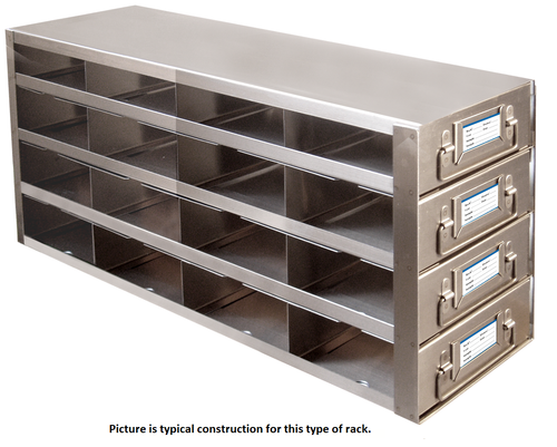 3" boxes, 3 boxes deep x 2 drawers high, drawer loaded - Laboratory Freezer Rack 