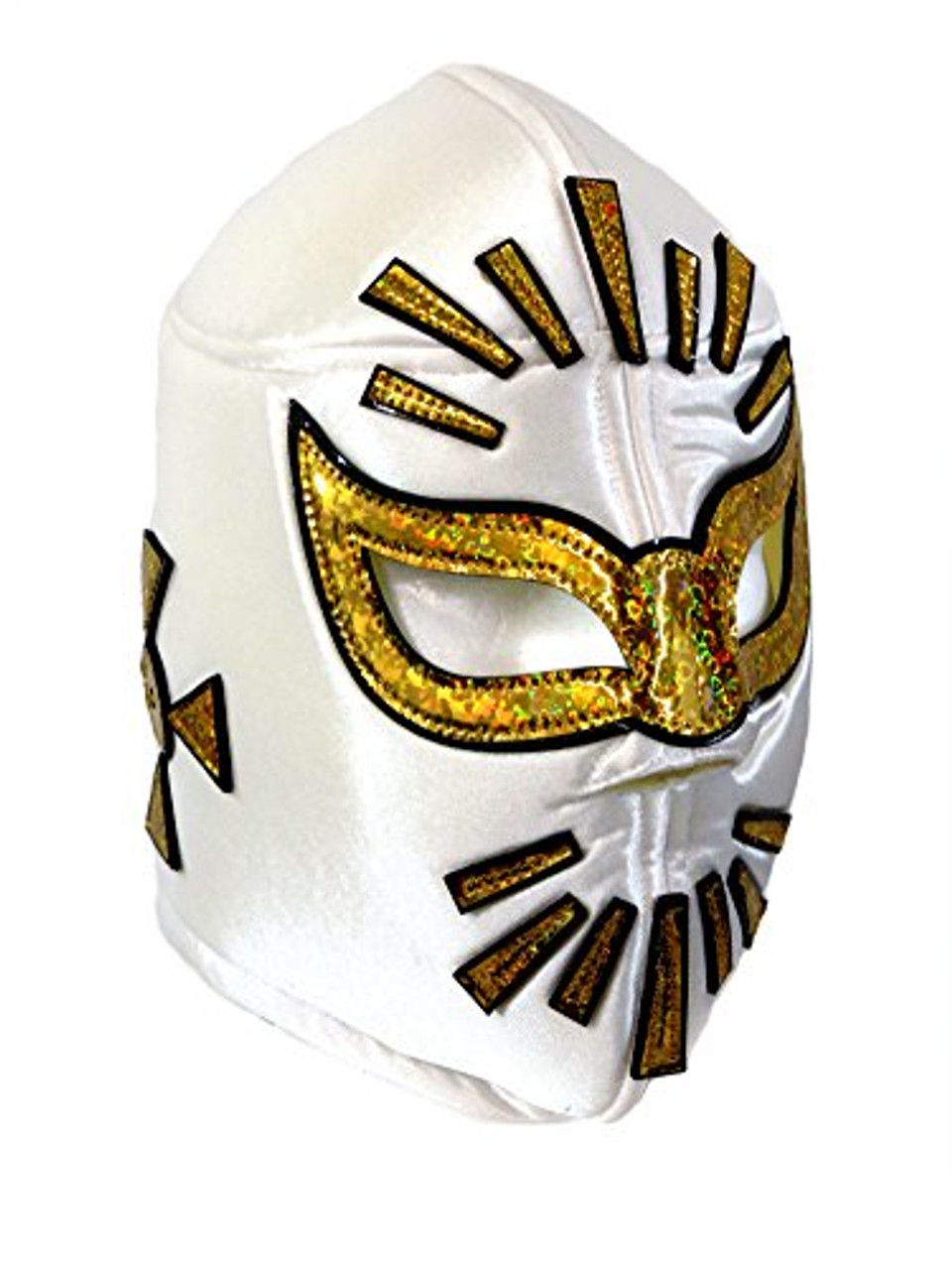 Mistico Sin Cara Adult Lucha Libre Wrestling Lykra Mask (Pro-fit) Costume  Wear - Silver/Gold