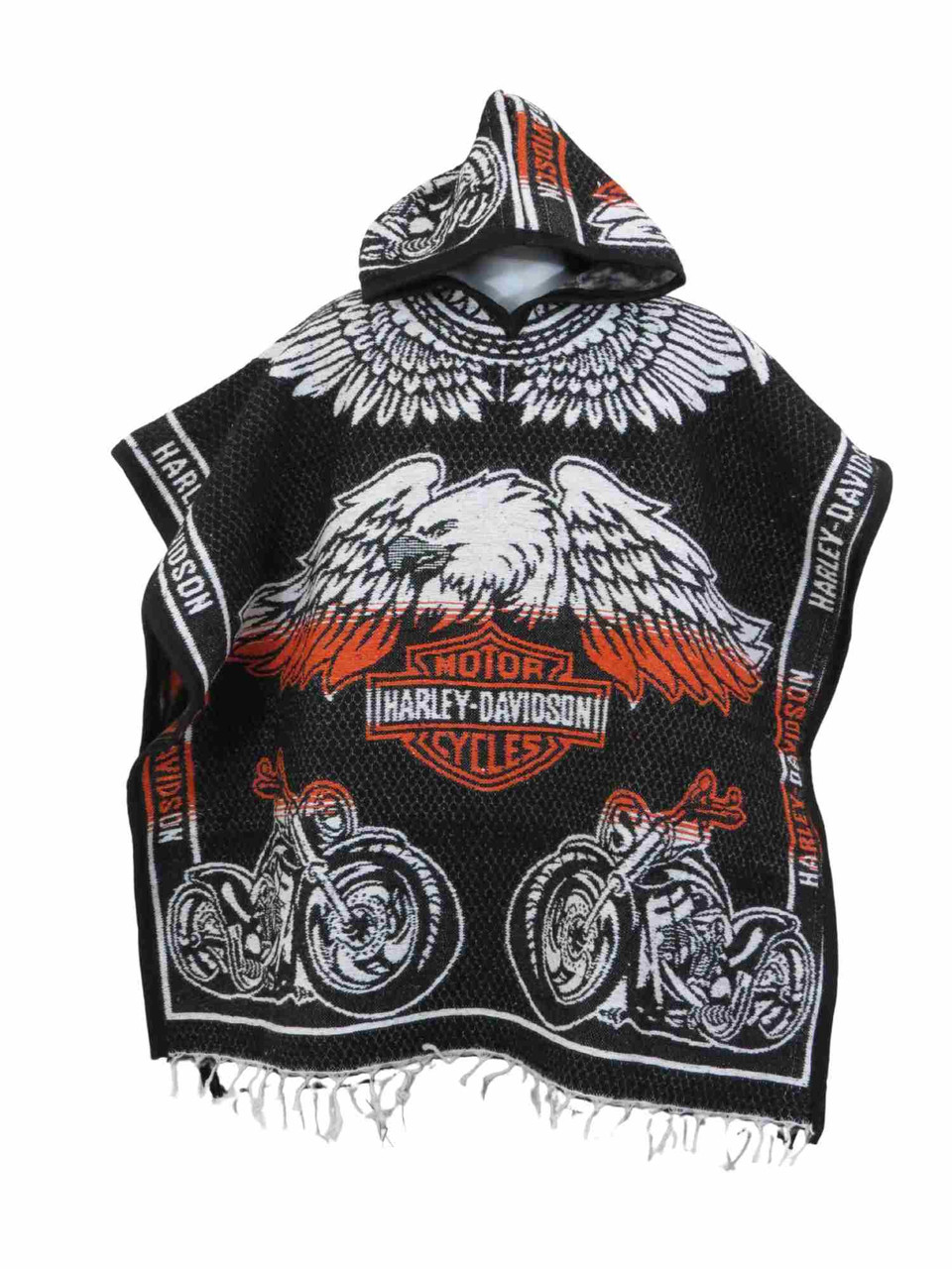 Harley Davidson Edition Mexican Poncho with Hoodie - 42x40 Inches