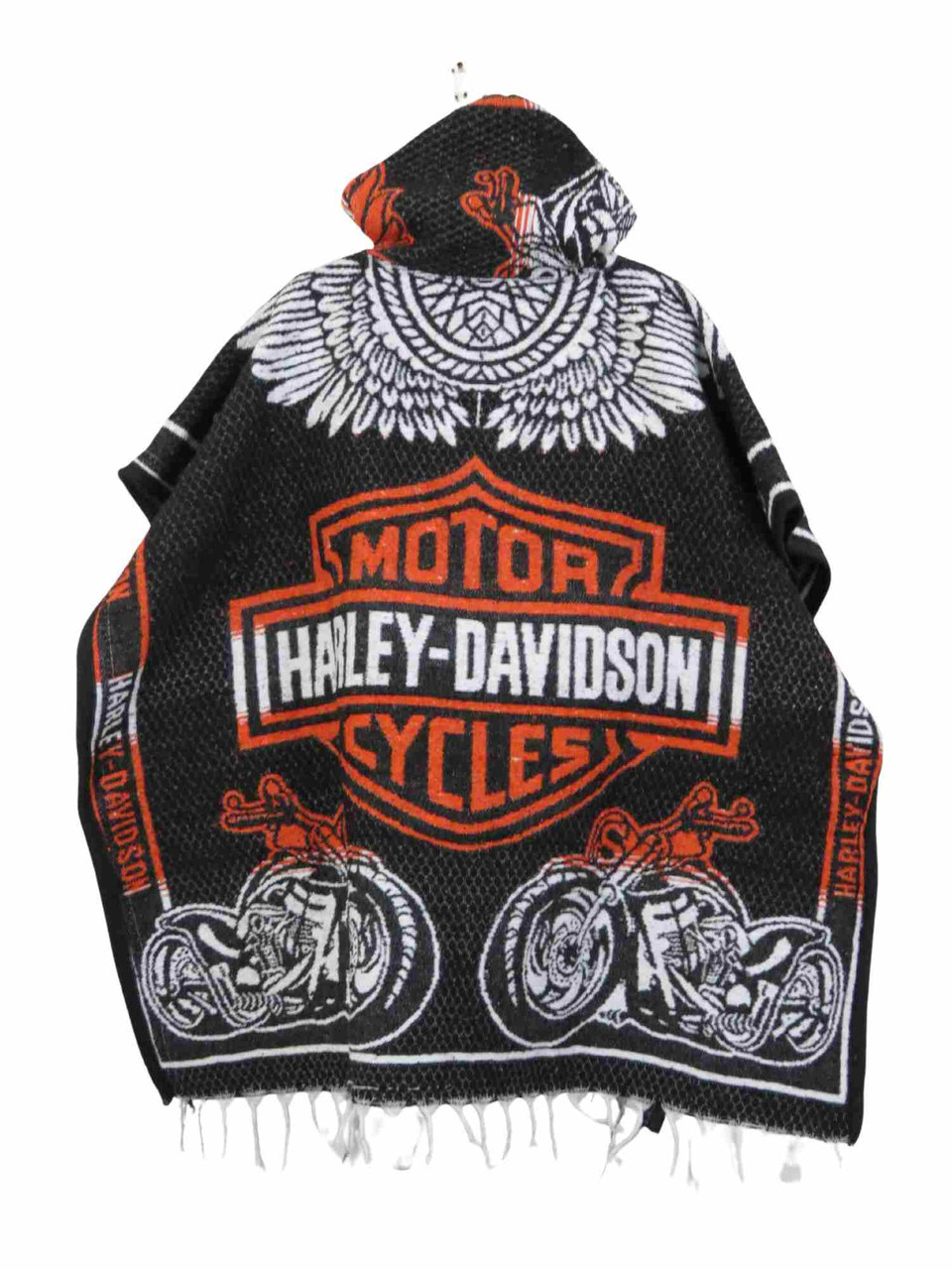 Harley Davidson Edition Mexican Poncho with Hoodie - 42x40 Inches
