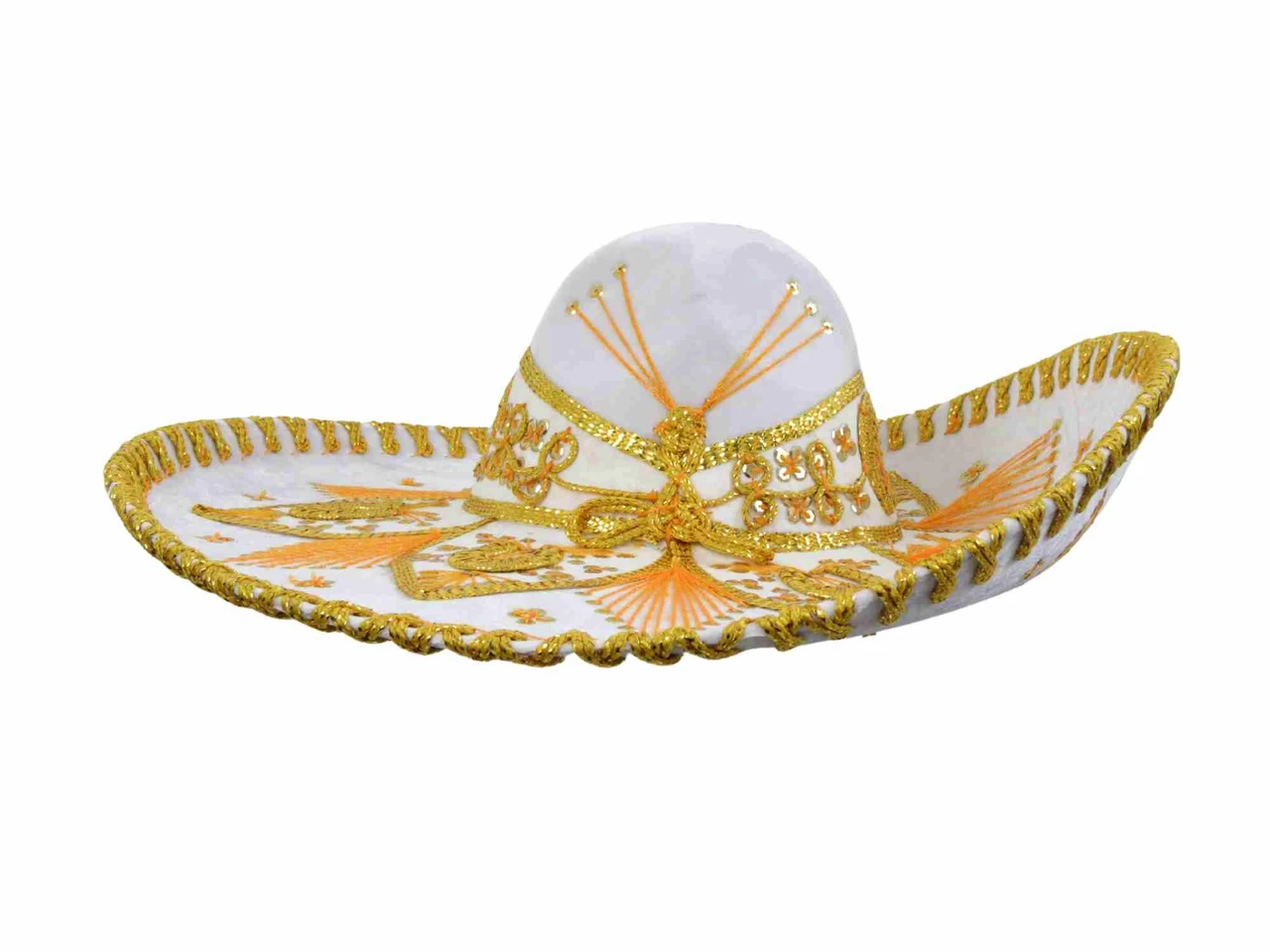 Mexican Mariachi Charro Hat in White and Gold – Authentic  display picture 3