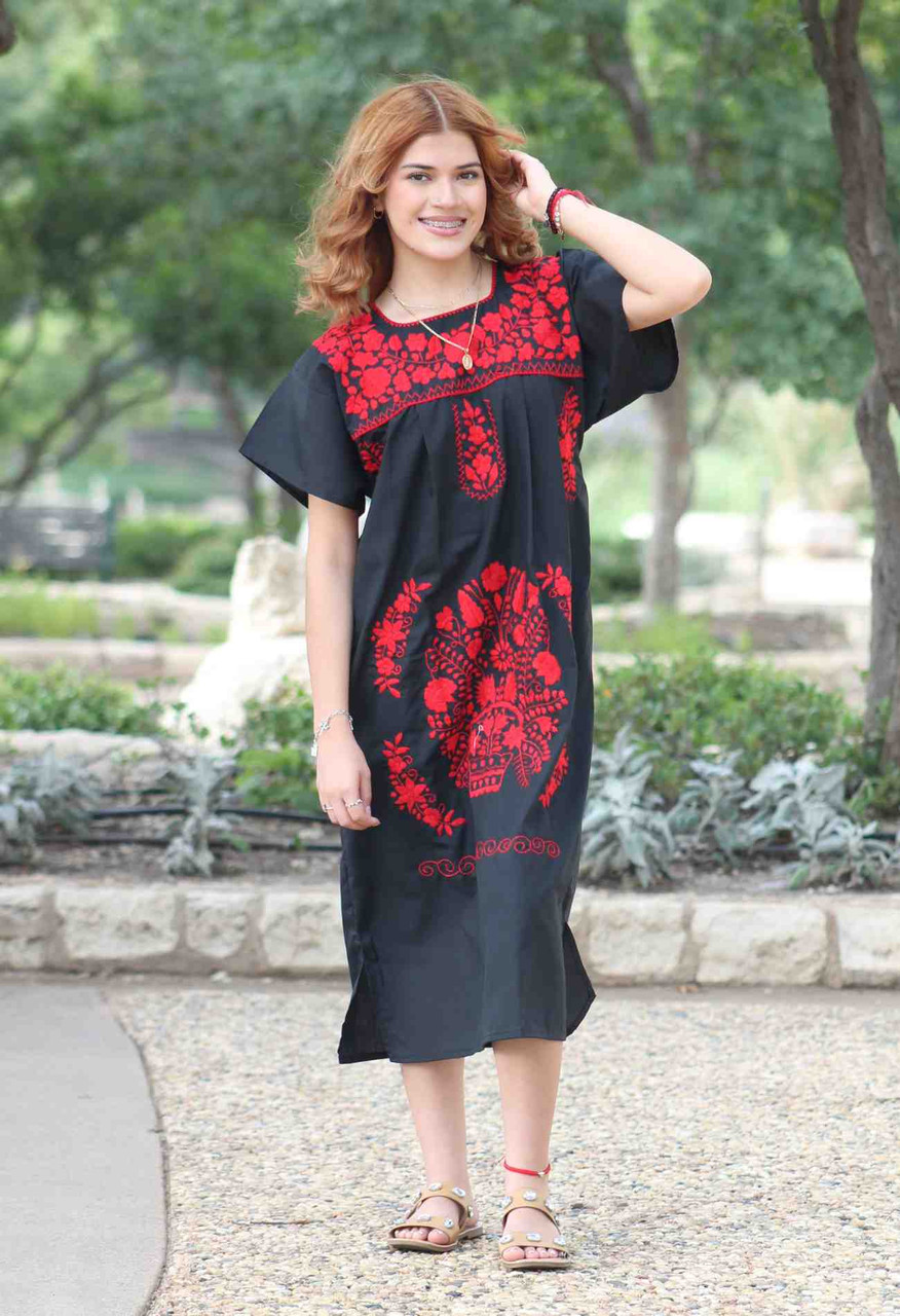 red mexican embroidered dress Girls Mexican Embroidered Dress Orange