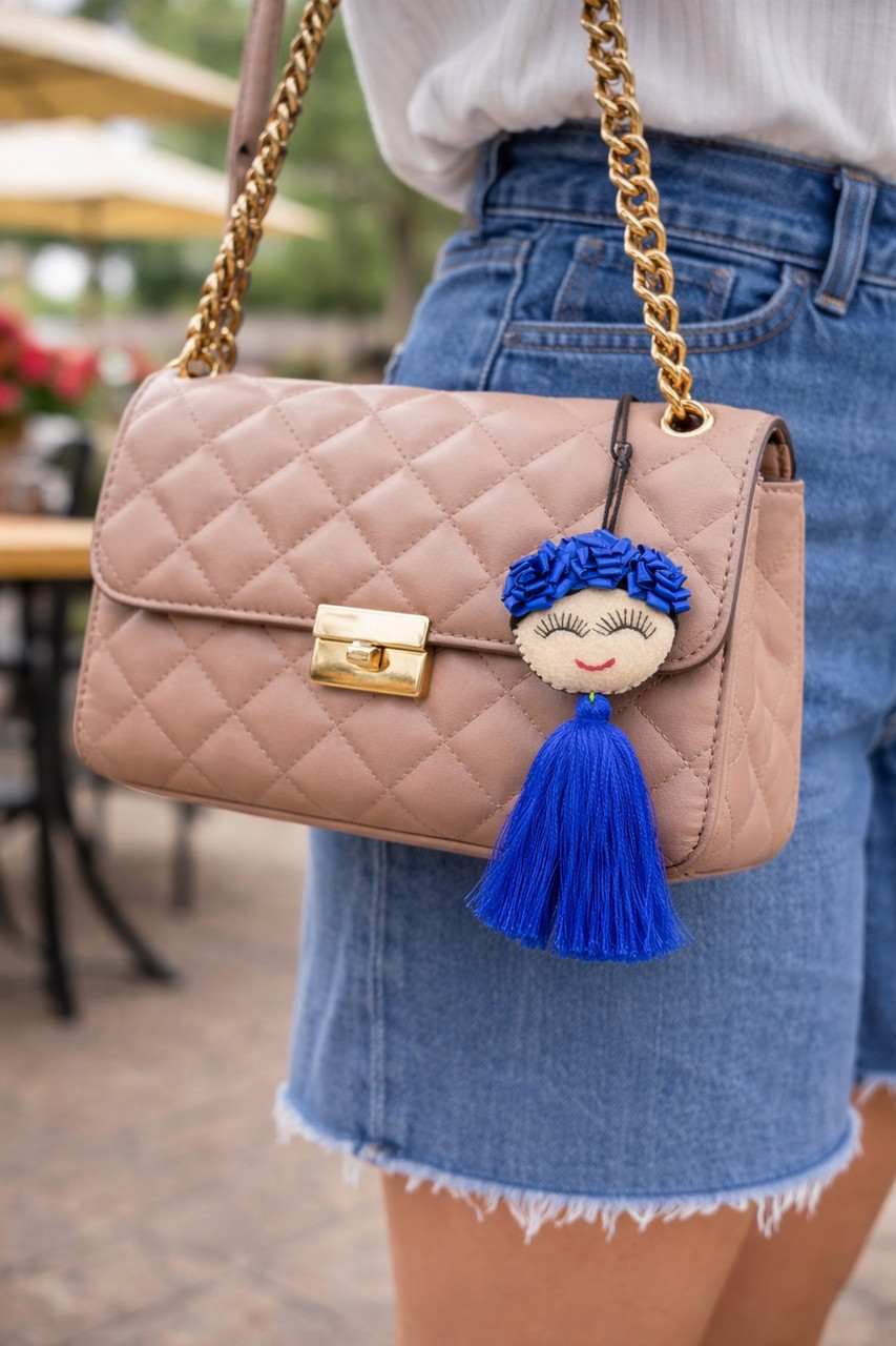 Handmade Frida-Inspired Mexican Felt Doll Tassel Charms – 2-Pack