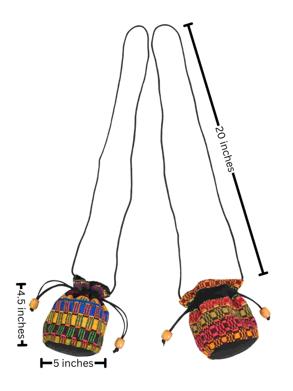 Mexican Handmade Drawstring Holders – Set of 2, Multicolor