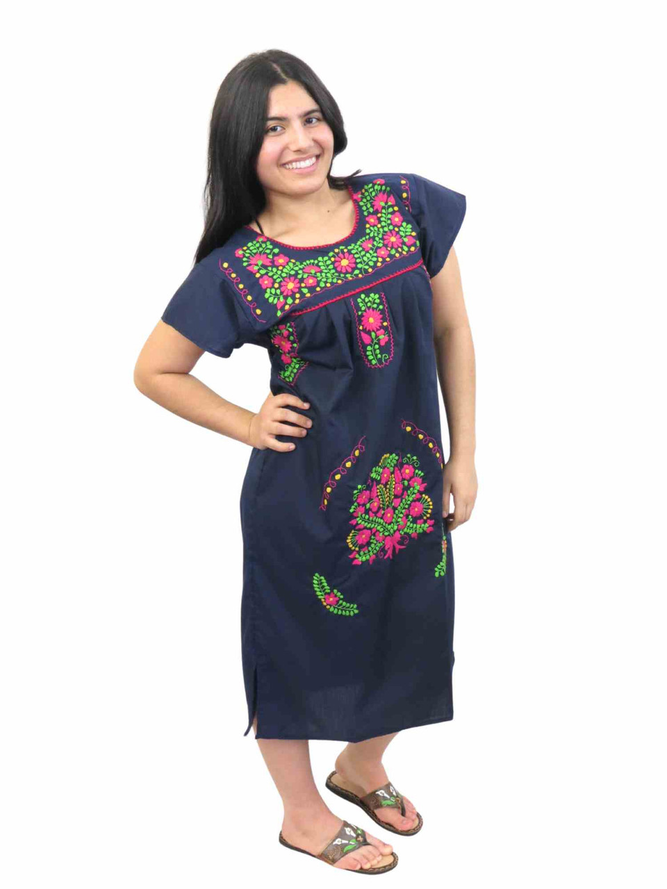 handmade mexican embroidered dresses Handmade Mexican Embroidered Red Dress