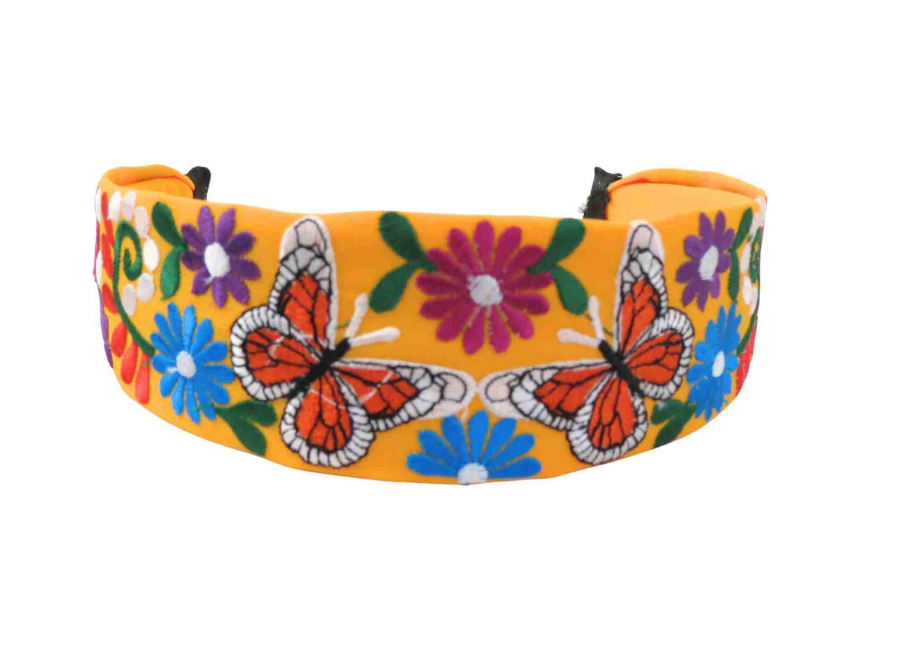 Boho Ethnic Wind Embroidery Hairband Yellow Butterfly Non-slip Elastic Butterfly Elastic Headband. How to make Elastic Headband  main image 2
