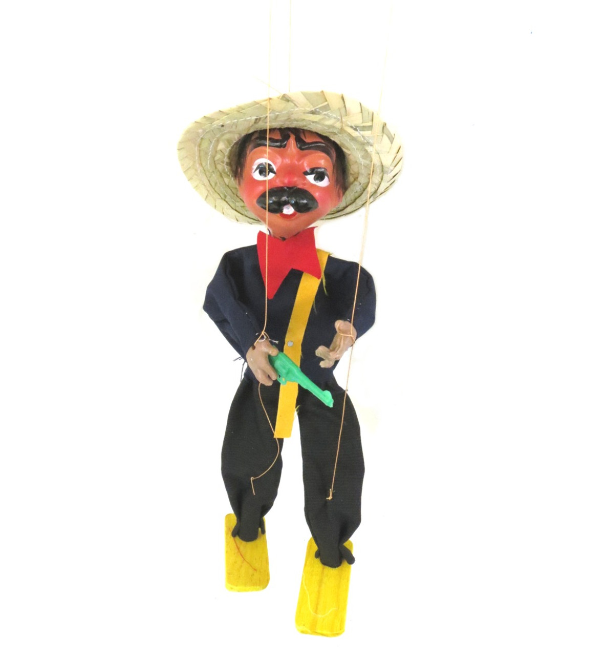 Mexican String Puppet Marionette Titere Bandido Gun