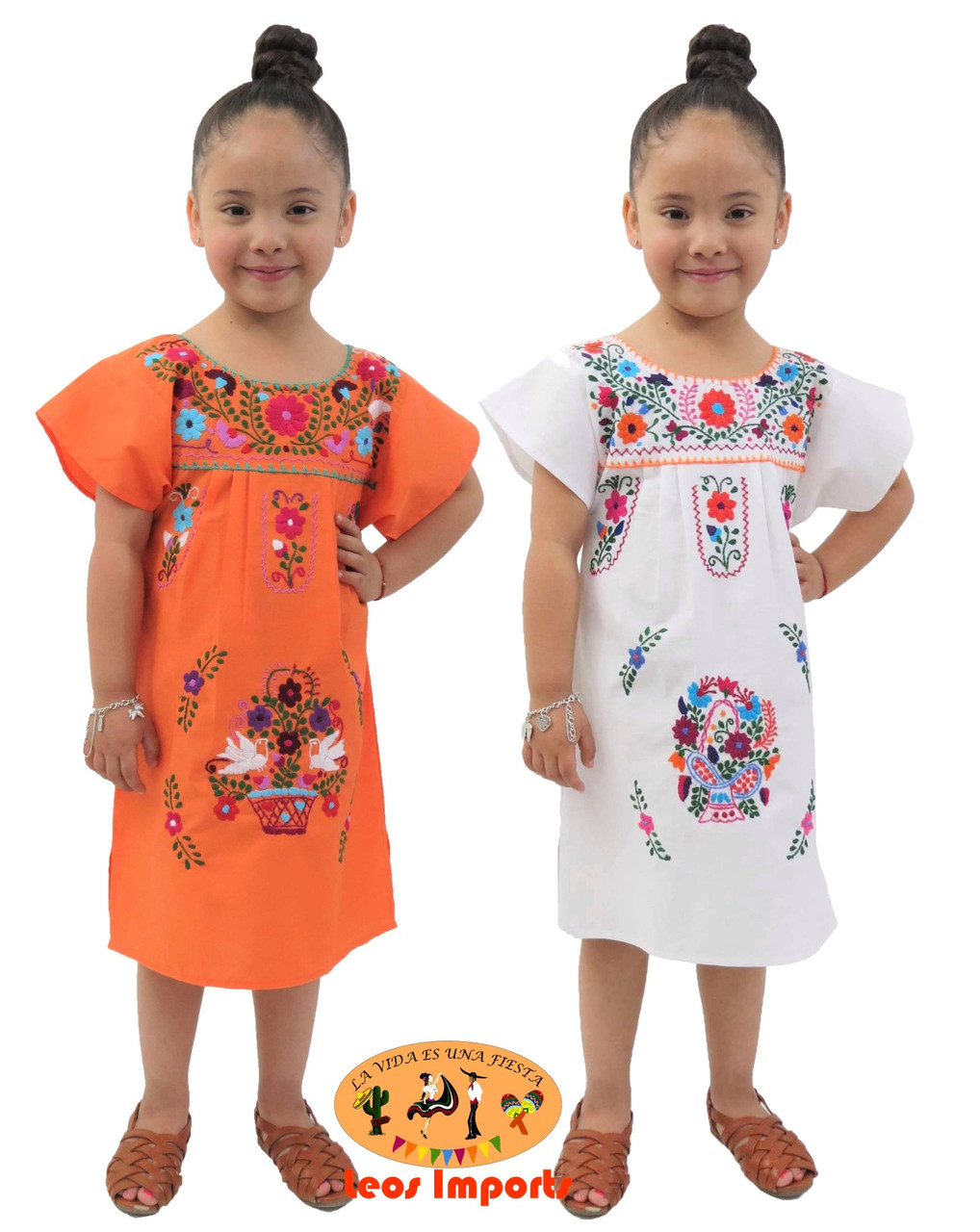 Traditional Mexican Embroidered Dress Girls Puebla Dresses Manta Cotton  Fresh Party Casual Wear -  Canada