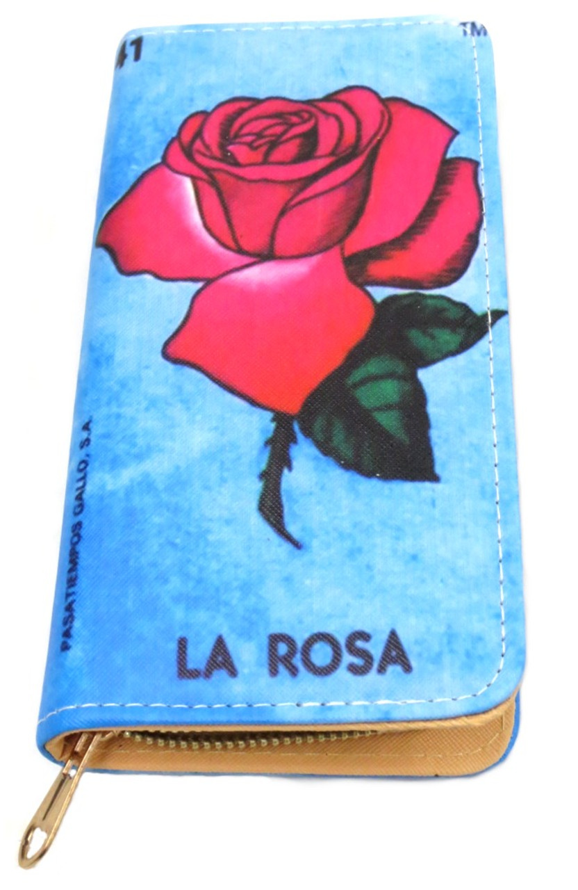 Bi-Fold Wallet - Loteria LA ROSA Rose Checker Black White