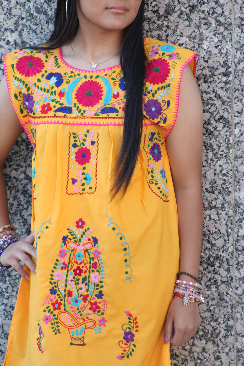 Mexican Dress Sierra Sleeveless Mini Dress | Hand-Embroidered | Traditional Mexican Clothing | Vibrant Floral Patterns | For Teens/ Young Adults Red