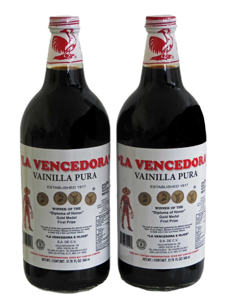 La Vencedora Mexican Vanilla Extract 31oz Each 2 Glass Liter Bottles