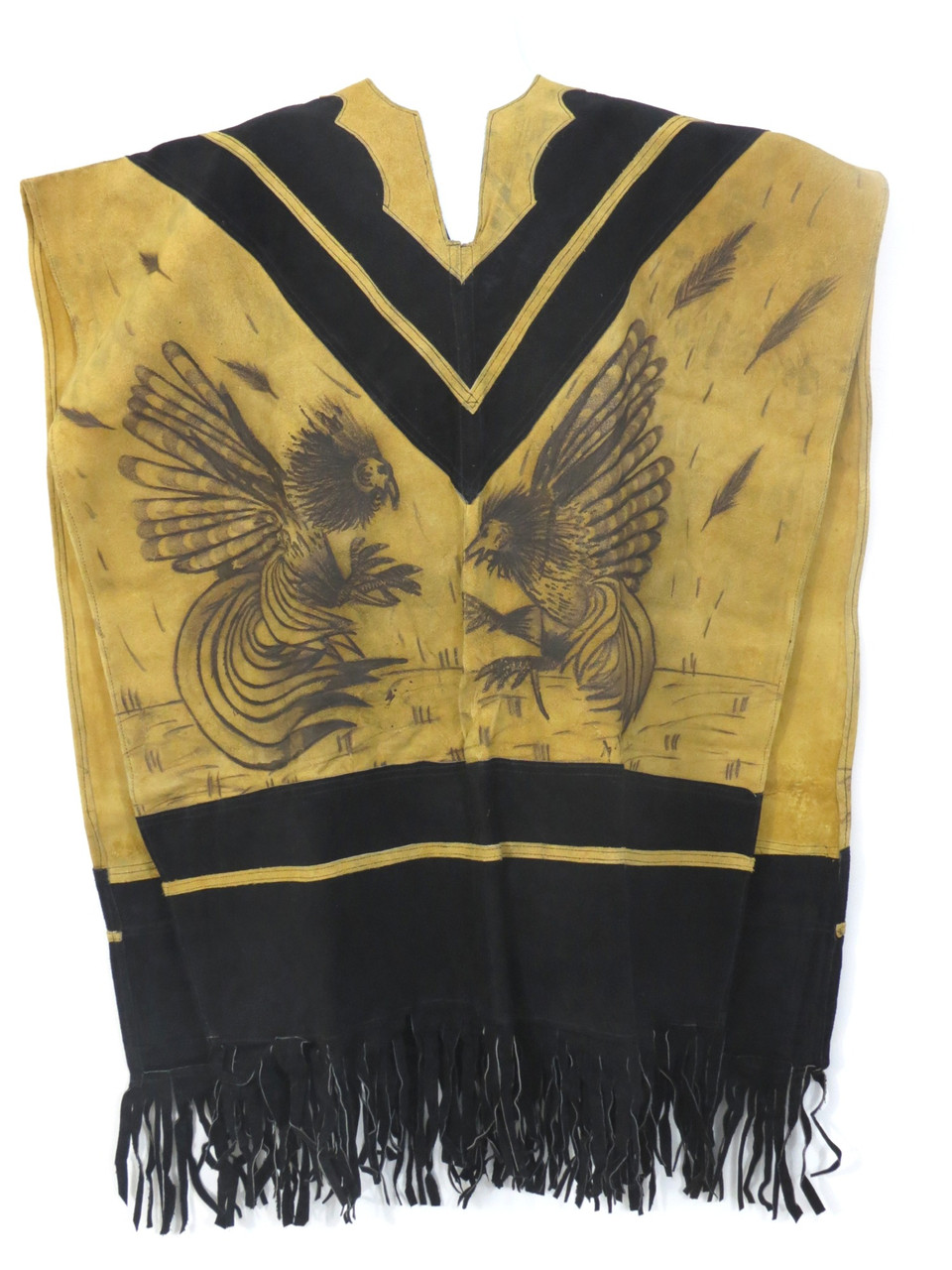 Ethnic Identity Leos Imports (TM) Mexican Leather Chamois Poncho