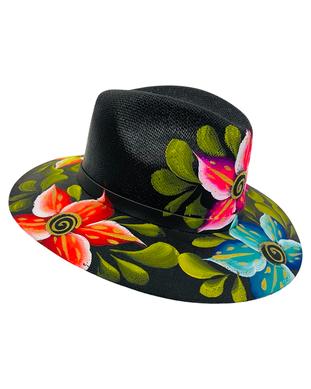 Leaves,straw Hat,fedora Hat,handpainted Fedora,hand Painted Hats,summer Hats,hat  With Leaves,gift for Her,lemon Hand Painted Hats by Alikya 