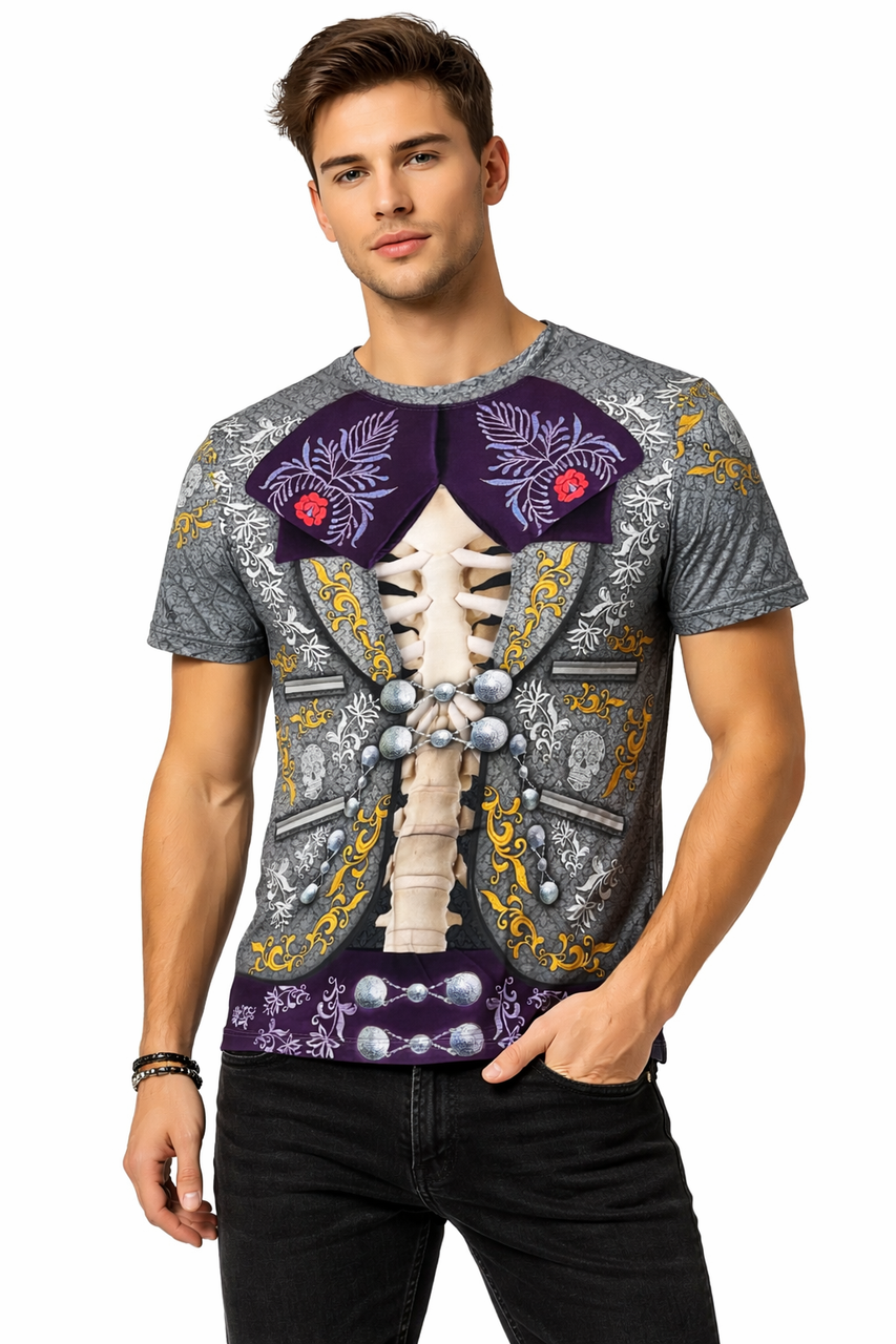 mariachi dress shirts Men's Skeleton Mariachi Long Sleeve Shirt, Black / L
