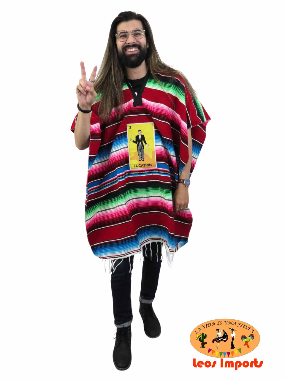 Leos Imports Mexikanischer Sarape Poncho – Bunt, Für Kinder & Teens, In 3 Größen