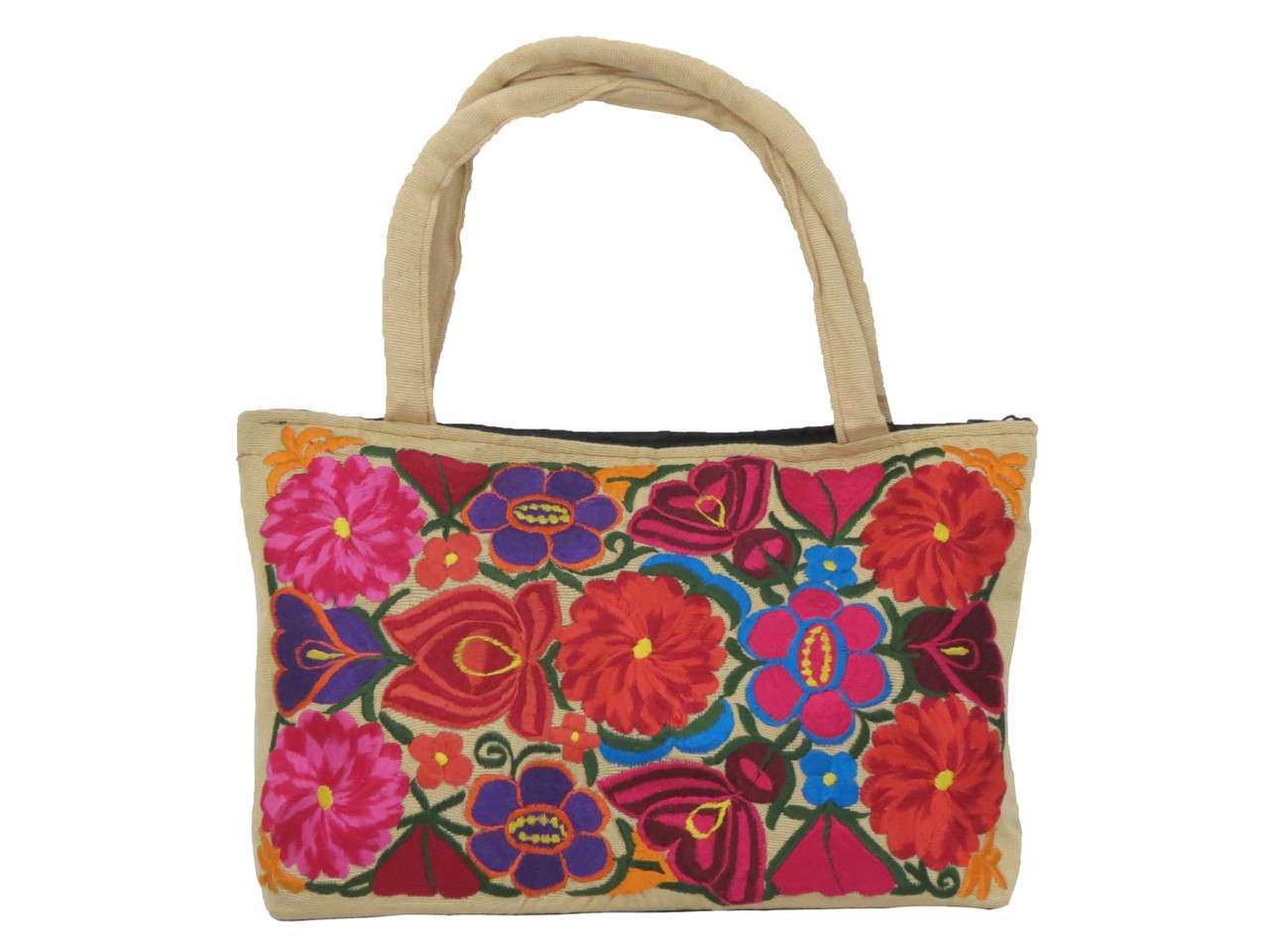 Buy Pink floral embroidery purse by Amyra at Aashni and Co