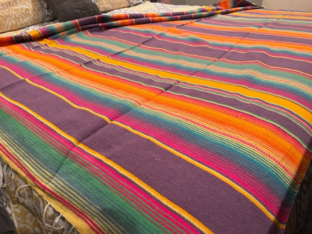 Mexican Serape Blanket Neon Colors Saltillo Zarape XL 82