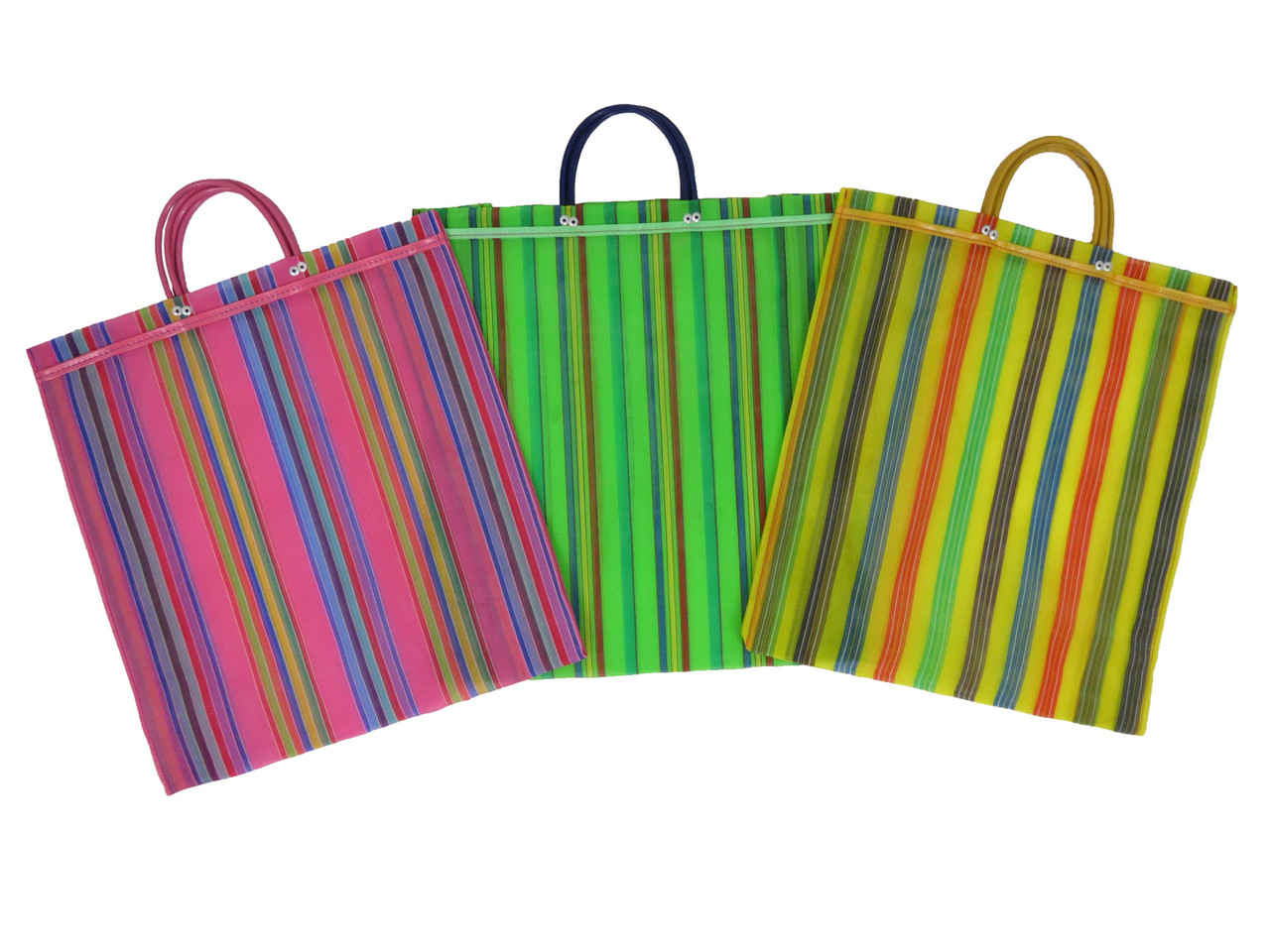 3 pack Eco-friendly reusable grocery bags Mercado mesh bags in Assorted  colors