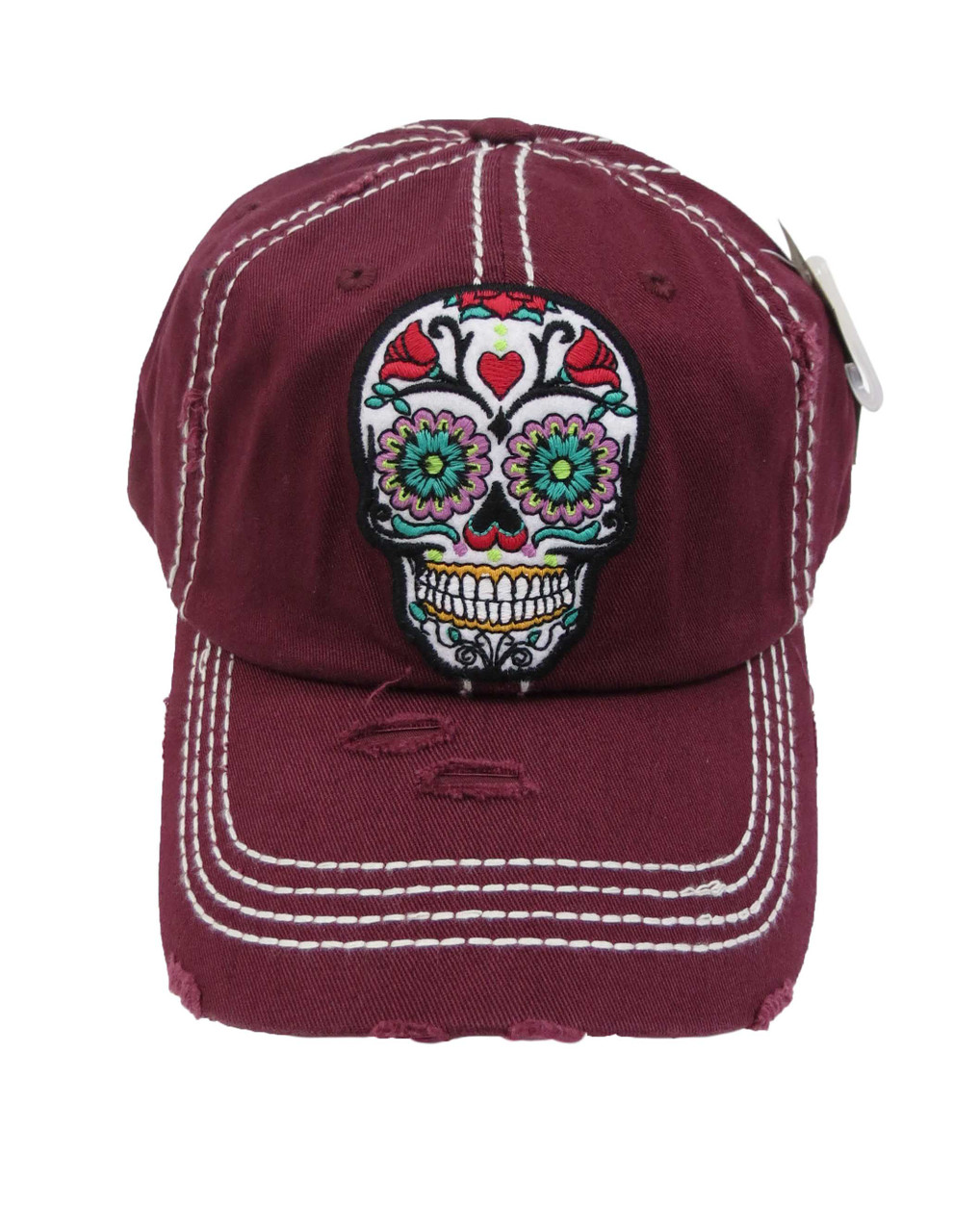 Sugar Skull Baseball Cap Blue Unisex Baseball Hat Mexican 