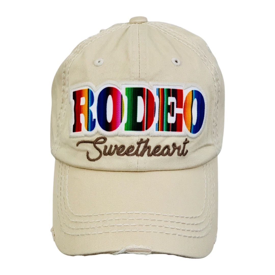 Distressed Baseball Cap Embroidered Rodeo Sweetheart | Sarape Design ...