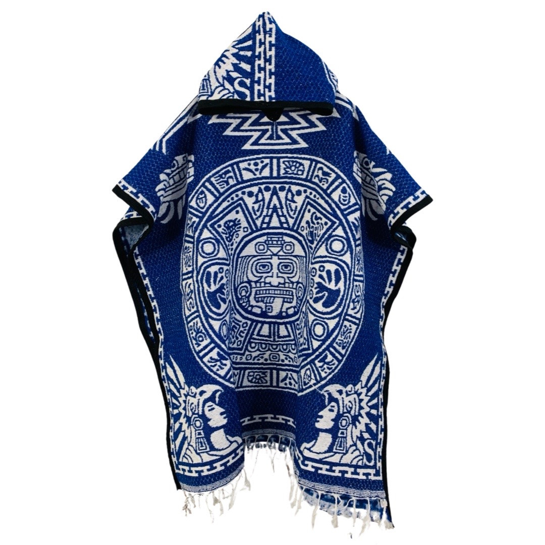 Mexican Aztec Calendar Poncho Gaban - Handmade Heritage Fashion
